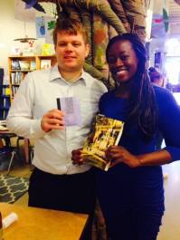 Pre-reading photo at Indigo Bridge with Julie Iromuanya.