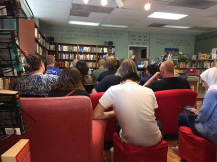 A great crowd at Beaverdale Books in Des Moines.